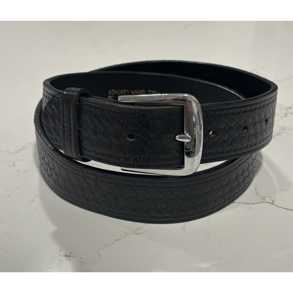 Dutyman 1521T Size 38 Basketweave Leather Garrison/Duty Belt Black